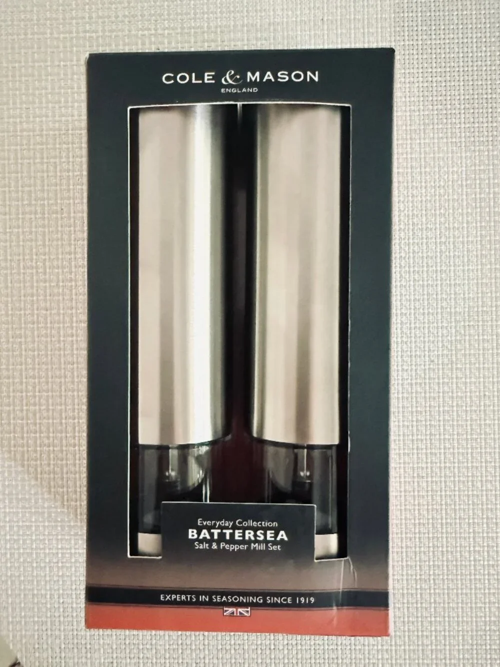 Cole & Mason Battersea Electric Salt Pepper Mill Set NIB